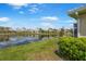 Beautiful view of the pond from this home's lush green backyard at 9847 Hawk Nest Ln, North Port, FL 34287