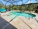 Inviting spa with cascading waterfall feature inside a screened-in pool area at 10179 Milky Way Cir, Sarasota, FL 34241