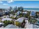 Beautiful aerial view of homes nestled amongst palm trees, close to the beach and ocean at 110 Oak Ave # A, Anna Maria, FL 34216