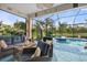 Beautiful screened lanai with comfortable seating, overlooking pool and landscaped backyard, perfect for relaxation at 11742 Forest Park Cir, Bradenton, FL 34211