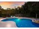 Backyard pool and spa area surrounded by lush landscaping and lounge chairs at 313 Magnolia Ave, Anna Maria, FL 34216
