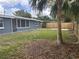 Well-maintained backyard featuring a fenced-in yard and a freshly painted home exterior at 3826 Clover Ln, Sarasota, FL 34233