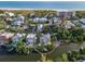 Aerial view showcasing a luxurious home on a waterfront property near a beach at 449 Canal Rd # 449, Sarasota, FL 34242