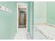 Charming bathroom featuring vanity with granite counters, tile flooring, and walk in shower at 4534 La Jolla Dr, Bradenton, FL 34210