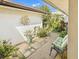 Serene courtyard featuring stylish decor, stone flooring, and verdant landscaping at 4534 La Jolla Dr, Bradenton, FL 34210