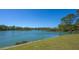 Scenic view of the community's lake with lush greenery and clear blue sky at 6433 Blue Grosbeak Cir, Lakewood Ranch, FL 34202