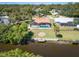 This backyard features a screened pool, firepit and waterfront access with dock at 108 Mccabe St, Port Charlotte, FL 33953