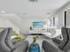 Contemporary living space with sleek flooring, modern furniture, and a television at 1900 Harbourside Dr # 102, Longboat Key, FL 34228