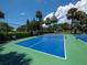 A pristine blue and green pickleball court surrounded by lush greenery, ready for friendly matches at 1900 Harbourside Dr # 102, Longboat Key, FL 34228