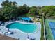 Overhead view highlights pool and lounge area for condo community at 315 30Th W Ave # B214, Bradenton, FL 34205