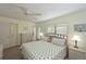 Bedroom showcasing the bed, fan, two windows, bedside tables, and a closet at 315 30Th W Ave # B214, Bradenton, FL 34205