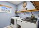 Charming laundry room with new appliances, a utility sink, storage shelves, and a window at 3809 21St W Ave, Bradenton, FL 34205