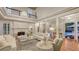Gorgeous living room with high ceilings, grand fireplace, and elegant furnishings at 7715 Westmoreland Dr, Sarasota, FL 34243