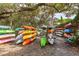 A view of the community kayaks, readily available for some waterfront fun and recreation at 1519 Pelican Point Dr # 288, Sarasota, FL 34231
