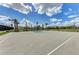 Community basketball court with palm trees, new black chain link fence, and professional surfacing at 18032 Polo Trl, Bradenton, FL 34211