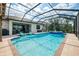 Wonderful screened-in pool and patio equipped with ample seating, a jacuzzi, and views of the backyard at 18032 Polo Trl, Bradenton, FL 34211