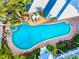 Aerial view of resort style pool, hot tub, and lounging area at the community at 3608 54Th W Dr # 102, Bradenton, FL 34210
