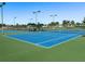 Well-maintained tennis courts with green and blue surfaces, shade structures, and lighting at 4509 Halls Mill Xing, Ellenton, FL 34222