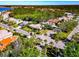 Aerial view capturing an upscale community's houses, lush greenery, and streets beside a scenic lake and sky at 8224 Waterview Blvd, Lakewood Ranch, FL 34202