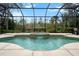 Inviting screened-in pool with a spa, fountain, and manicured landscaping at 866 Placid Lake Dr, Osprey, FL 34229