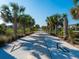 The Legacy Trail is a paved path with directional arrows, palm trees, and landscaping at 8681 Daydream St, Sarasota, FL 34238
