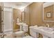 This bathroom features separate vanities, pedestal sinks and tile flooring at 8779 Midnight Pass Rd # 406H, Sarasota, FL 34242