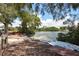 Picturesque waterfront with kayaks and surfboards by the water's edge, shaded by lush trees and blue skies at 8779 Midnight Pass Rd # 406H, Sarasota, FL 34242