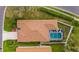 Aerial view showcasing a property with a screened-in pool and well-maintained surroundings at 12710 Rockrose Gln, Lakewood Ranch, FL 34202
