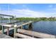 Picturesque view of a dock with a bench that sits on the tranquil water at 1930 Bayshore Dr, Englewood, FL 34223
