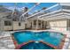 Enjoy this screened-in pool featuring brick accents and a luxurious spa for ultimate relaxation and entertainment at 4871 Hoyer Dr, Sarasota, FL 34241