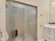 Updated bathroom featuring a frameless glass shower and modern vanity at 6512 Midnight Pass Rd # 504, Sarasota, FL 34242