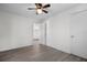 Bedroom featuring a ceiling fan and light gray flooring at 6520 Clemson St, Bradenton, FL 34207
