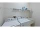 Functional laundry room features modern washer, dryer, utility sink, and storage shelves for organization at 8211 Summer Greens Ter, Bradenton, FL 34212