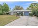 Charming single-story home with well-manicured lawn and a blue garage door at 1507 30Th W St, Bradenton, FL 34205