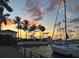 Beautiful marina view featuring yachts and palm trees silhouetted against a colorful sky at 1507 30Th W St, Bradenton, FL 34205
