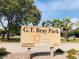 View of the G.T. Bray Park signage indicating the location of this Manatee County Florida community park at 1507 30Th W St, Bradenton, FL 34205