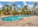 Beautiful community pool with palm trees, lounge chairs, and well-manicured landscaping at 5700 Bentgrass Dr # 209, Sarasota, FL 34235
