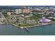Beautiful aerial view of waterfront property in urban environment with nearby park and waterside recreational opportunities at 750 N Tamiami Trl # 604, Sarasota, FL 34236