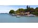 Scenic waterfront view featuring a restaurant, boats and personal watercraft at a tropical setting at 750 N Tamiami Trl # 604, Sarasota, FL 34236