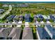 An aerial view of the home nestled in a well-manicured neighborhood with green spaces at 8262 Velda Trl, Sarasota, FL 34241