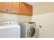 Well-equipped laundry room with washer, dryer, and built-in upper cabinets at 8262 Velda Trl, Sarasota, FL 34241