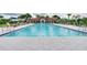 Resort-style pool with ample lounge seating, umbrellas, and lush landscaping, creating a relaxing oasis at 13228 Saw Palm Creek Trl, Lakewood Ranch, FL 34211