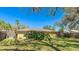 View of the backyard highlighting the privacy fence and mature trees at 5562 Hayden Blvd, Sarasota, FL 34232