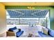 Inviting lanai with comfortable seating, beautiful water views, and shade from the retractable awning at 1022 Overlook Ct, Bradenton, FL 34208