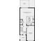 Floorplan showing downstairs layout with kitchen, living room, half bath, and attached garage at 15080 Cuzcorro Ct, Nokomis, FL 34275