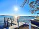 Private wooden dock extending into the serene water, ideal for fishing and boating activities at 4524 106Th W St, Bradenton, FL 34210