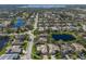 Panoramic aerial view of a residential community with winding streets and nearby lakes, showcasing neighborhood layout at 8861 17Th Avenue Nw Cir, Bradenton, FL 34209