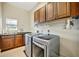 Modern laundry room featuring matching washer and dryer, ample cabinet space and a sink at 1511 N Lake Shore Dr, Sarasota, FL 34231