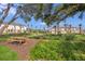 Community picnic area with tables; nestled within lush greenery, ideal for outdoor gatherings at 15116 Cuzcorro Ct, Nokomis, FL 34275