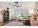 Comfortable room with a big window providing outside view with a ceiling fan at 3419 31St E St, Bradenton, FL 34208